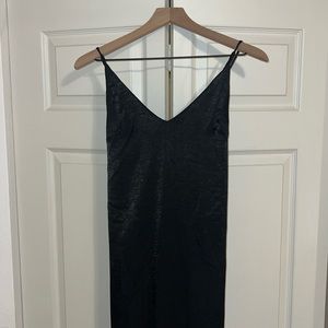 Maxi black satin dress